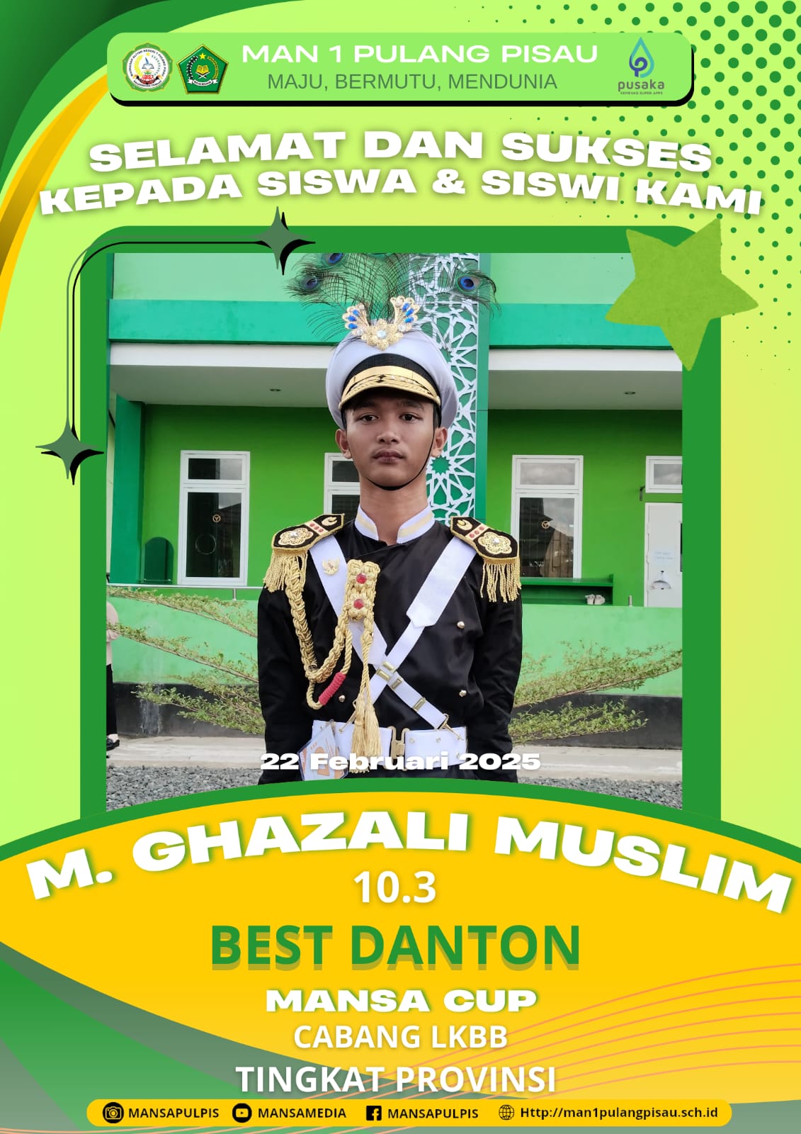 M. GHAZALI MUSLIM BERHASIL MENJADI BEST DANTON MANSACUP 4.0 CABANG LKBB 